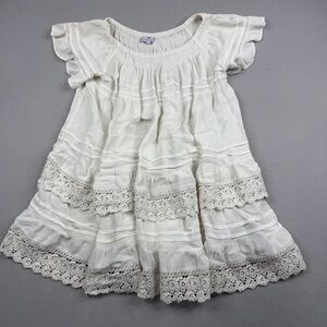 Muche et Muchette Ivory Boho Lace Tiered Peasant Dress One Size